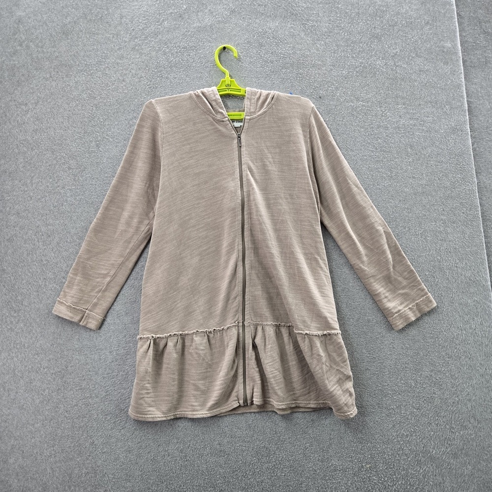 Pure Jill Women Jacket SMALL PETITE Beige Peplum Long Sleeve Hooded